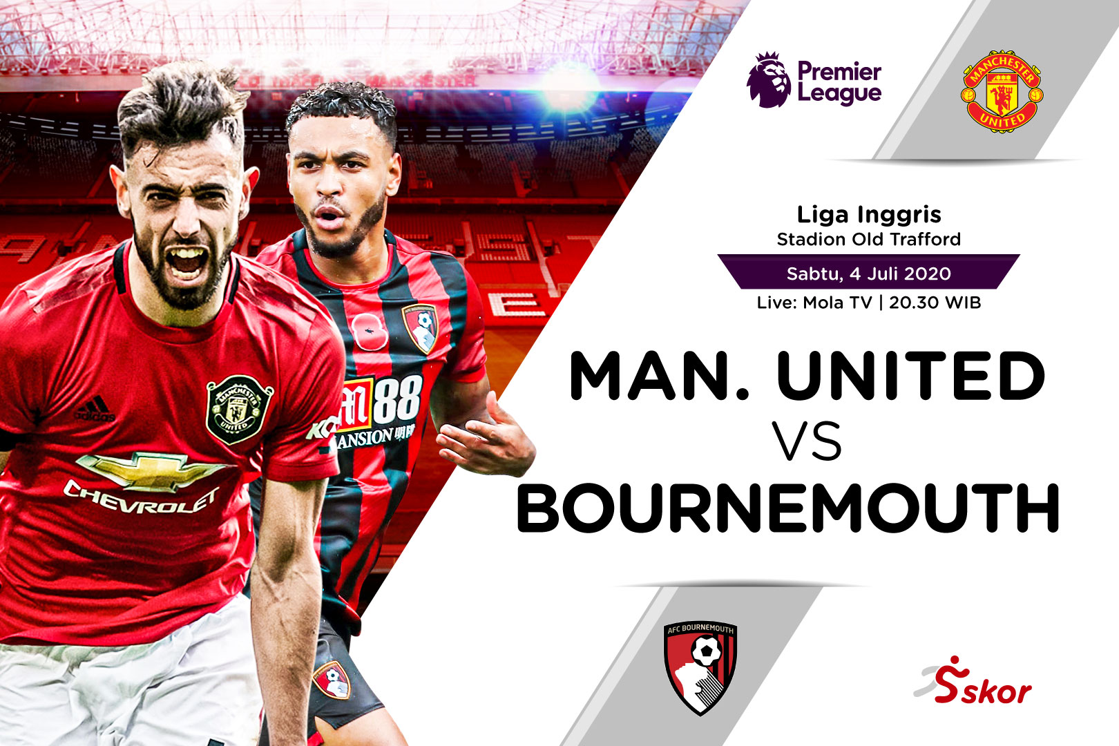 Susunan Pemain Liga Inggris: Manchester United vs Bournemouth