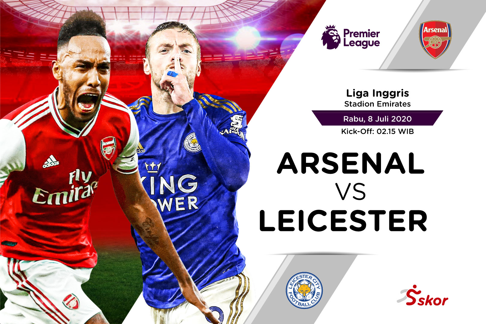 Link Live Streaming Liga Inggris: Arsenal vs Leicester City
