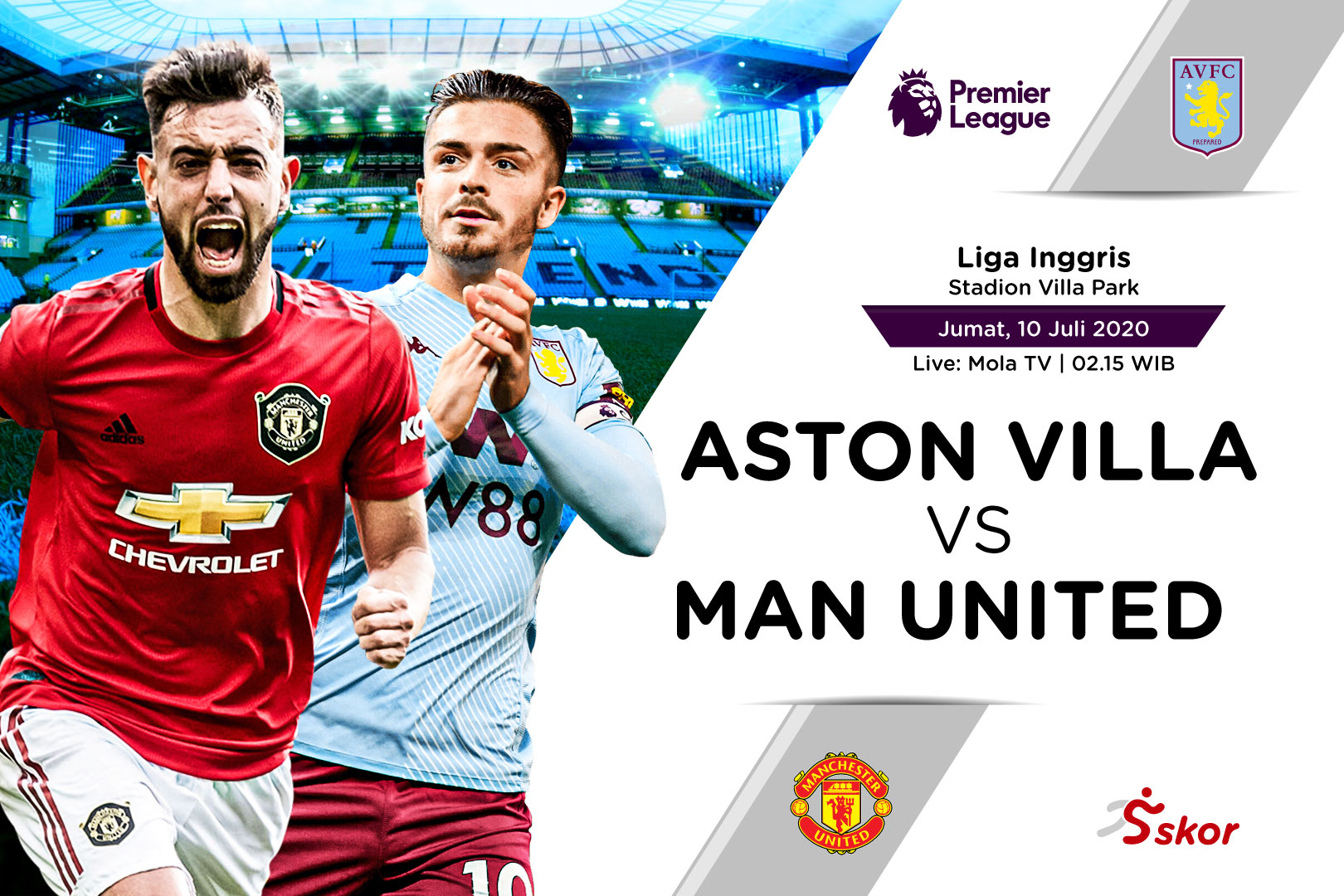 Link Live Streaming Liga Inggris: Aston Villa vs Manchester United