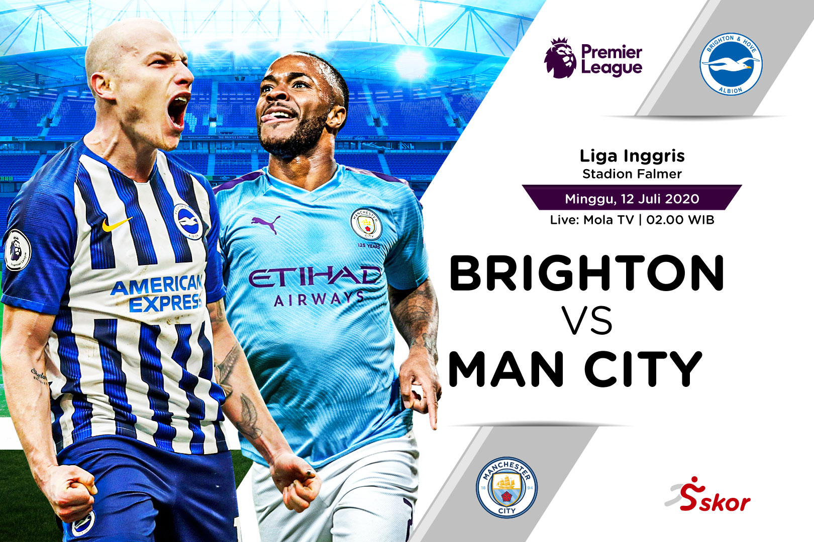 Link Live Streaming Liga Inggris: Brighton vs Manchester City
