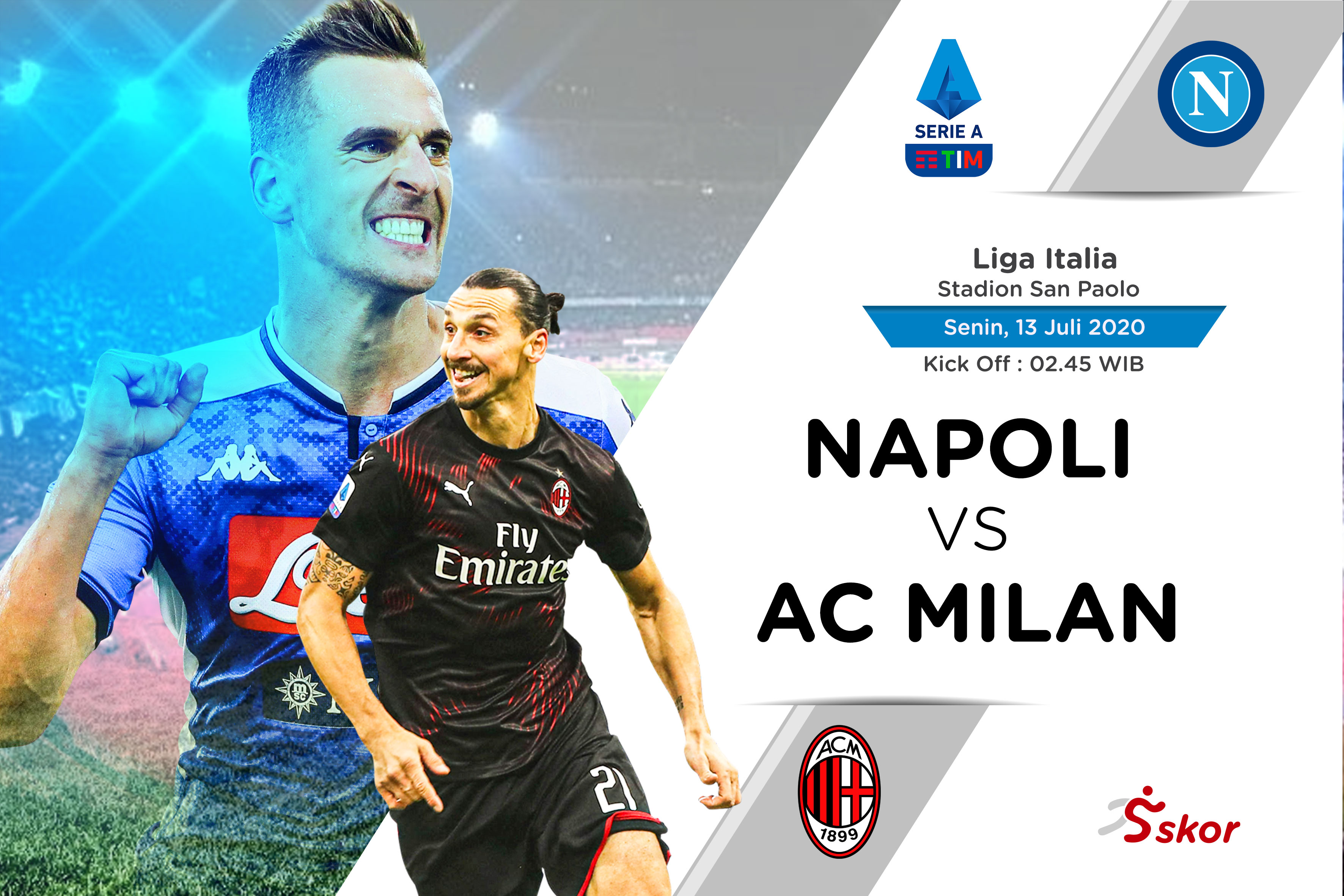 Susunan Pemain Liga Italia: Napoli vs AC Milan