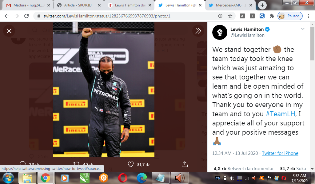 Lewis Hamilton Ingin Capai Rekor Baru dalam F1 GP Hungaria 2020