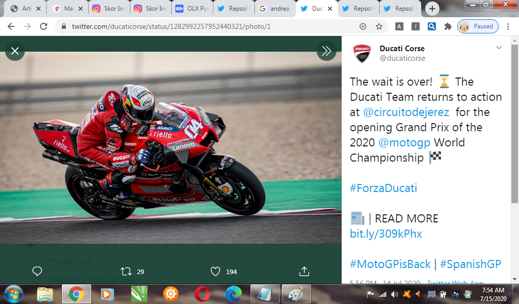 Sudah Fit, Andrea Dovizioso Masih Kewalahan Atasi Motor Ducati