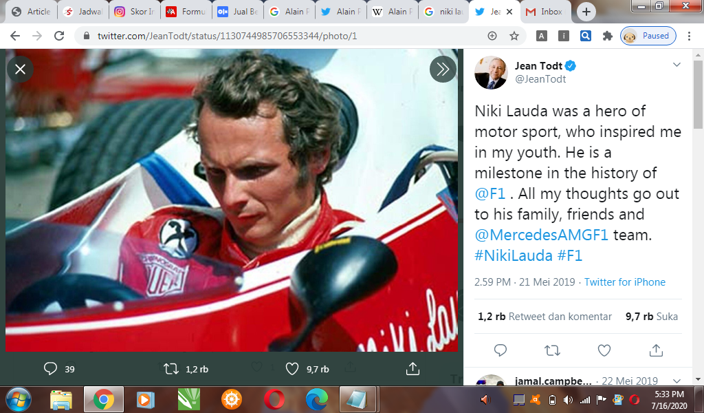 5 Balapan Terbaik Legenda Formula 1 Niki Lauda