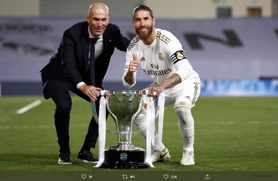 Sergio Ramos Cetak Gol ke-100 di Real Madrid, Zinedine Zidane Lontarkan Pujian 