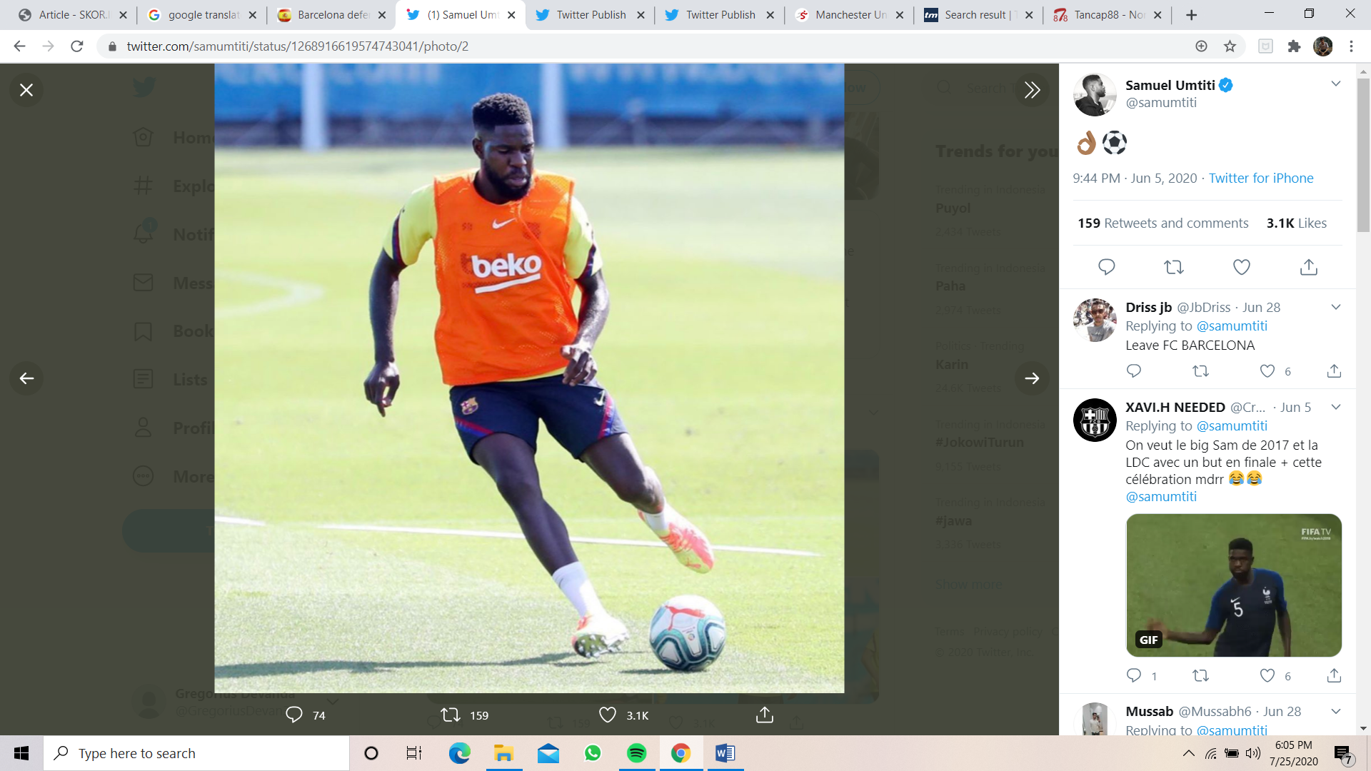 Habis Sudah Kesabaran Barcelona, Ancam "Robek" Kontrak Samuel Umtiti