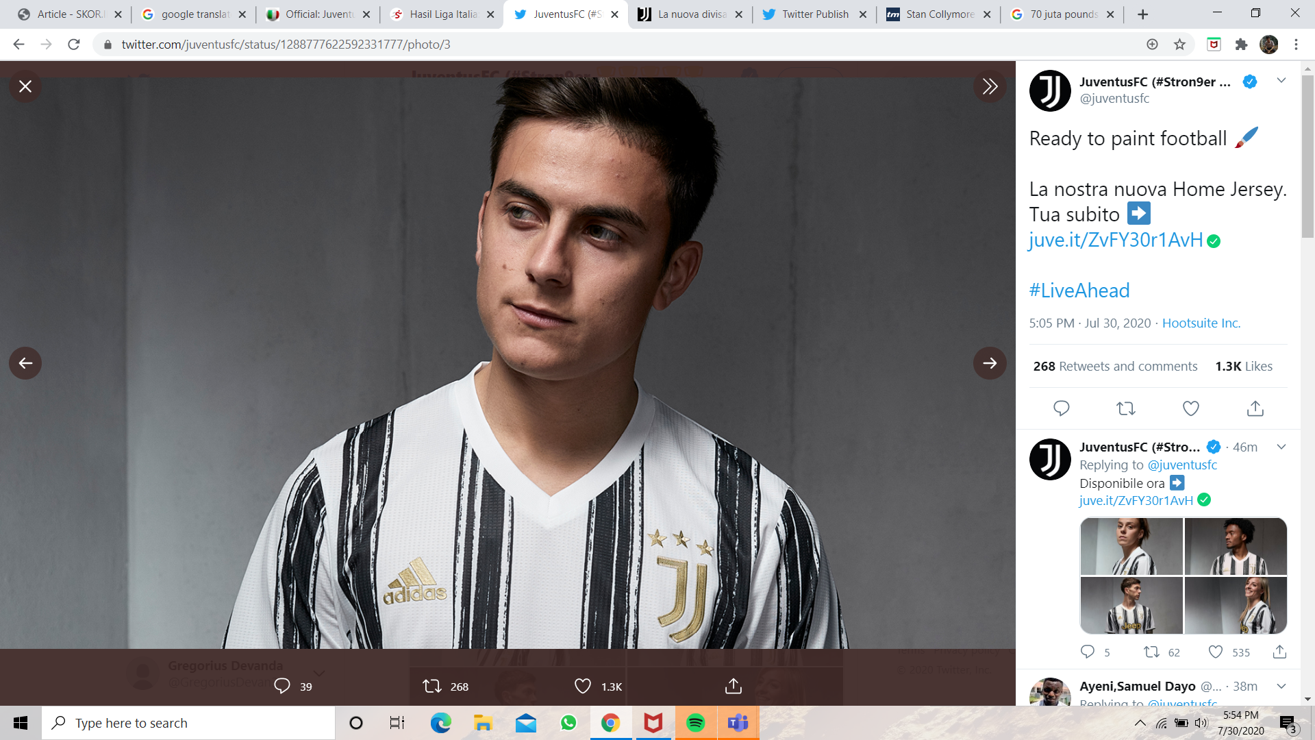 Juventus Resmi Perkenalkan Jersi Kandang Musim 2020-2021