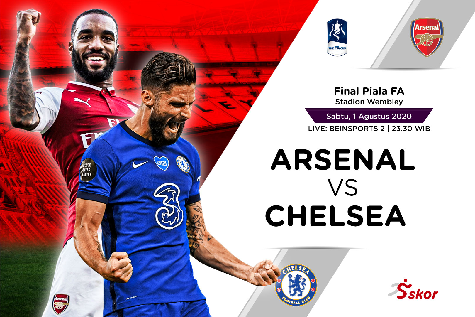Susunan Pemain Final Piala FA: Arsenal vs Chelsea