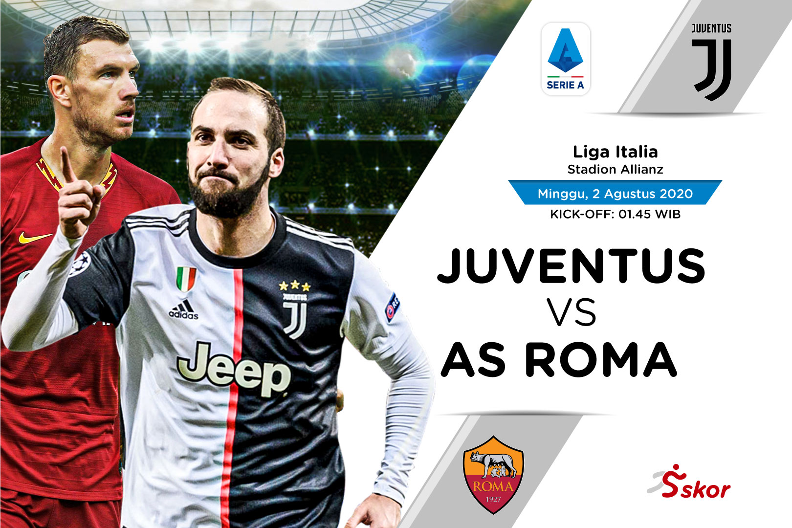 Susunan Pemain Liga Italia: Juventus vs AS Roma