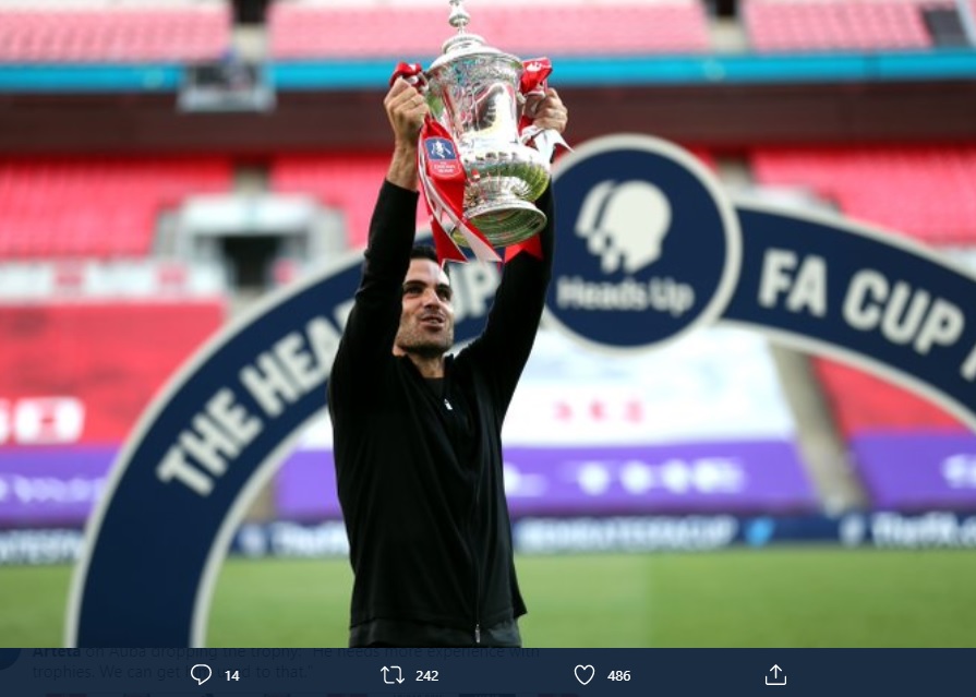 Pesan Arteta untuk Suporter Arsenal usai Juara Piala FA