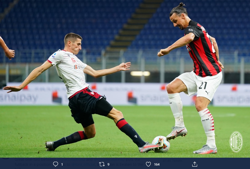 Hasil Liga Italia: AC Milan Pesta Tiga Gol ke Gawang Cagliari