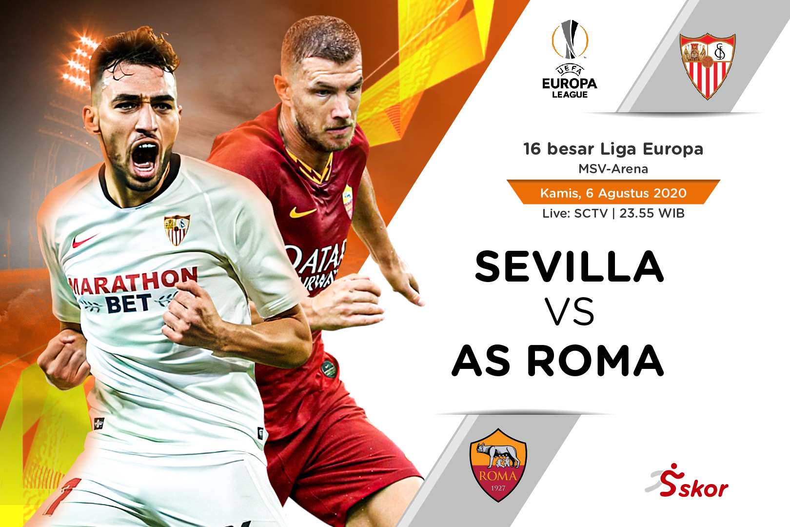 Susunan Pemain Liga Europa: Sevilla vs AS Roma