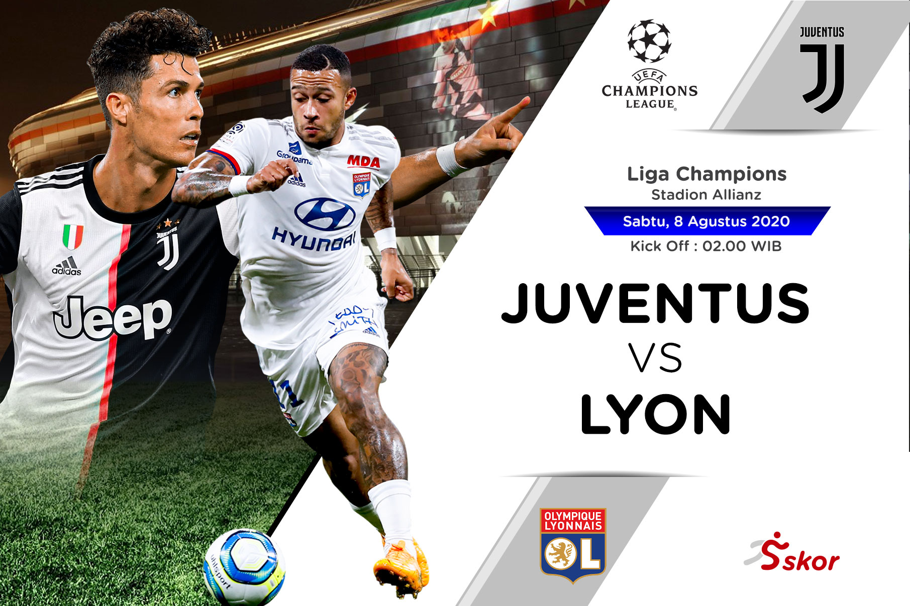 Link Live Streaming Liga Champions: Juventus vs Lyon