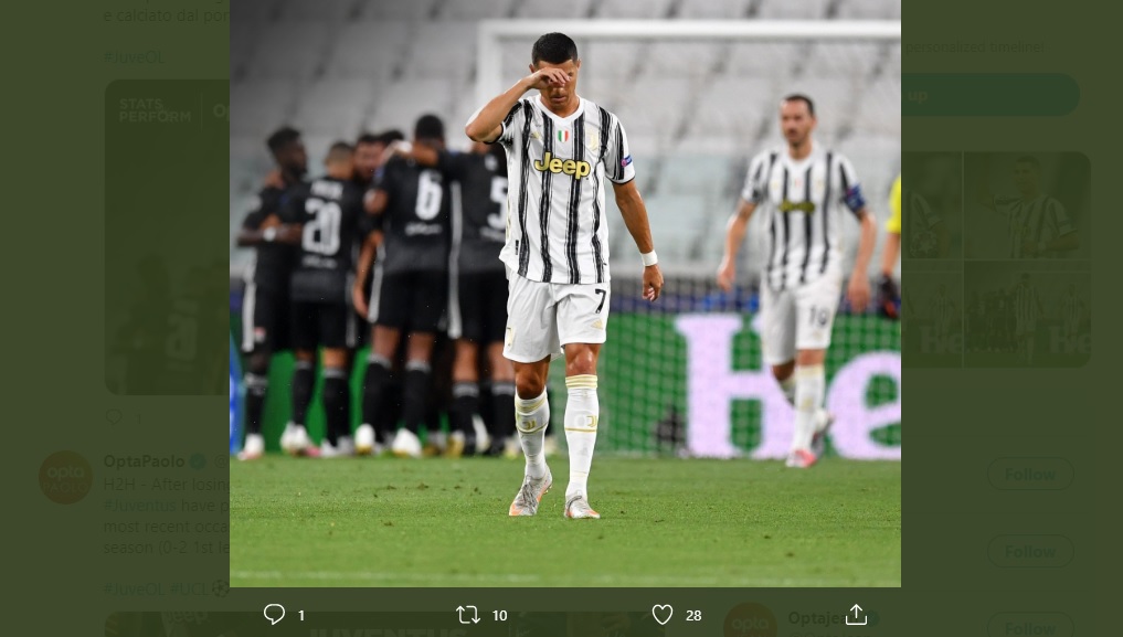 Ronaldo Tajamkan Rekor Gol saat Juventus Tersingkir dari Liga Champions 
