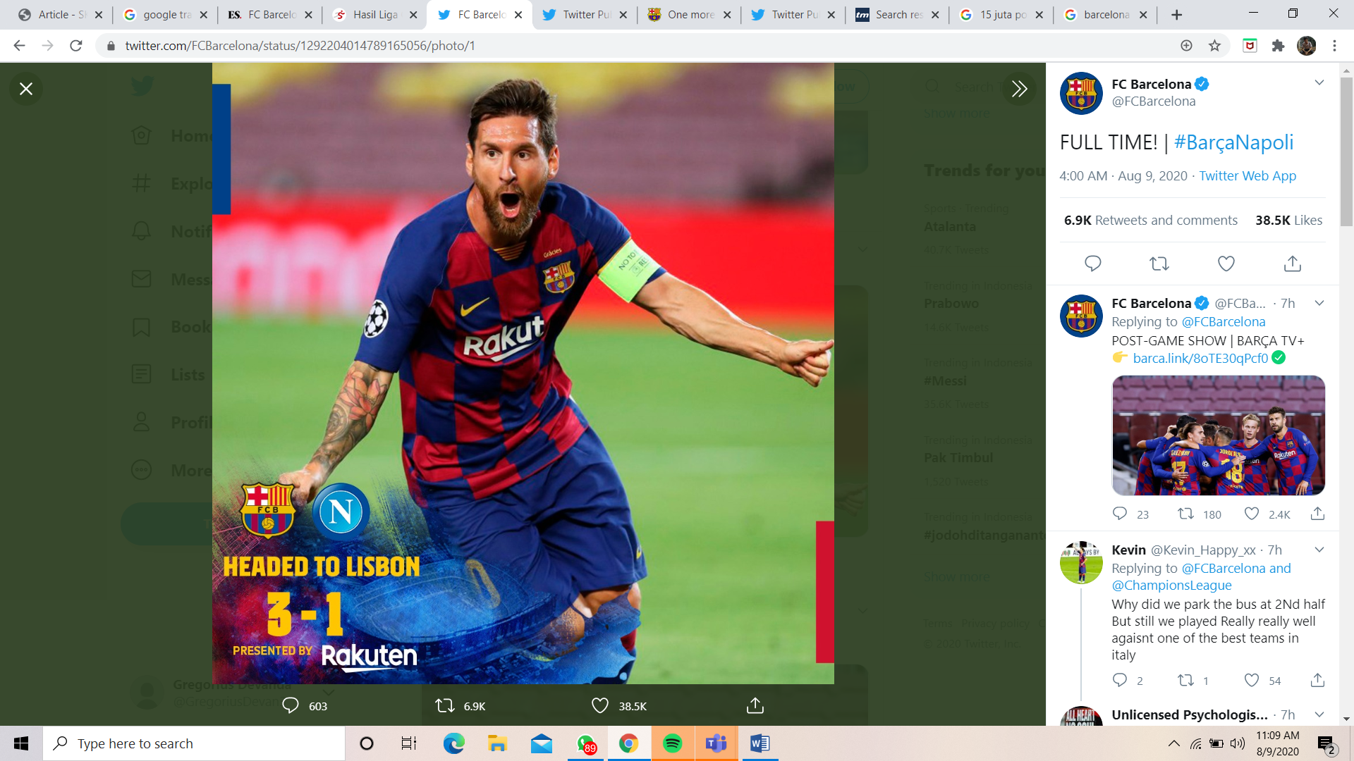 Lewandowski Ancam Lionel Messi sebagai Pemain Terbaik Dunia 2020