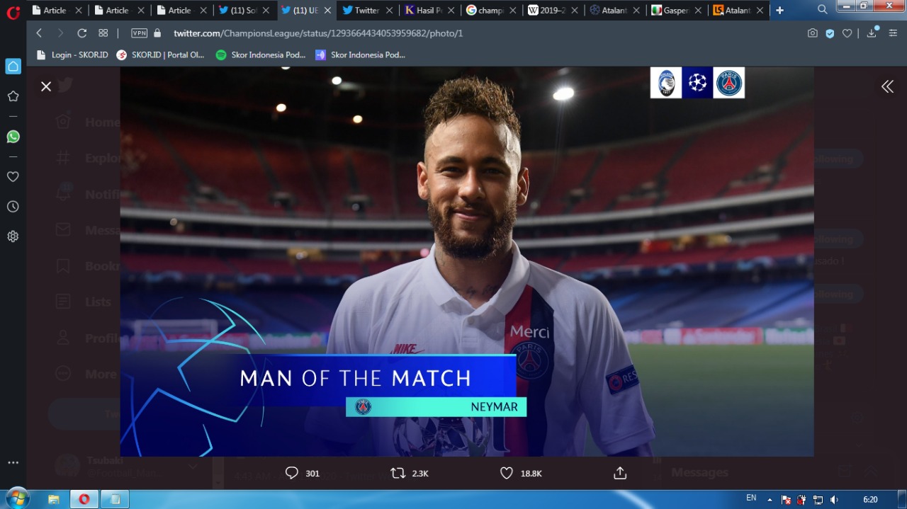 Neymar Beri Gelar Man of the Match Miliknya untuk Pahlawan PSG