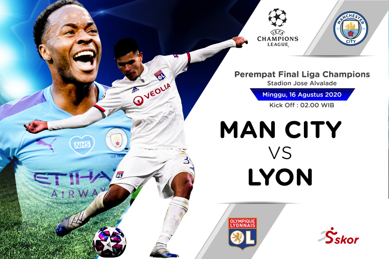 Susunan Pemain Liga Champions: Manchester City vs Lyon