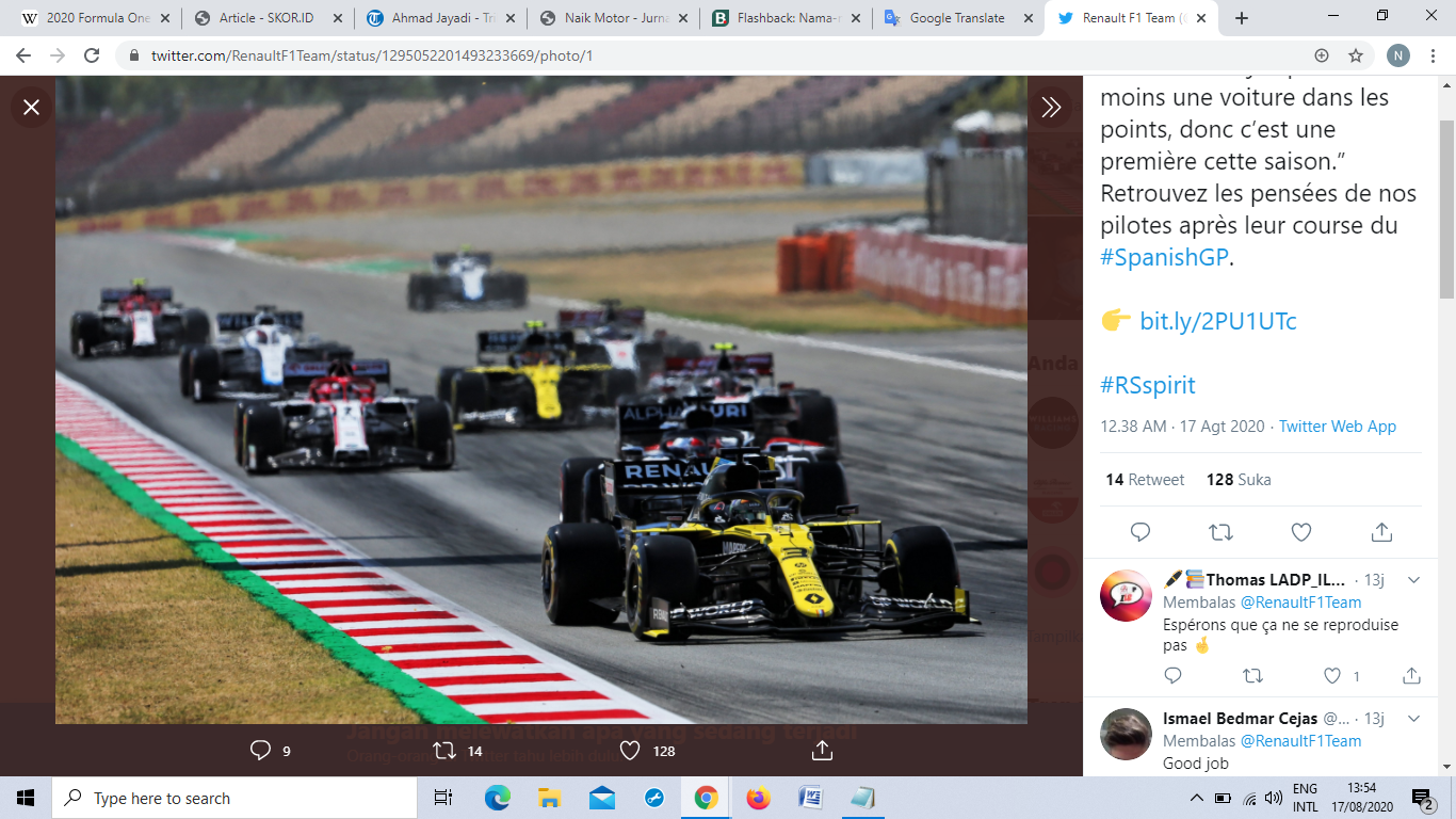 Disebut Enggan Menyalip Max Verstappen di GP Belgia 2020, Daniel Ricciardo Membantah 