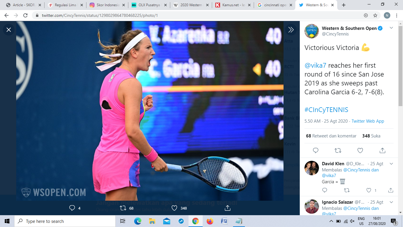Victoria Azarenka Sangat Menikmati Bertanding dalam US Open 2020