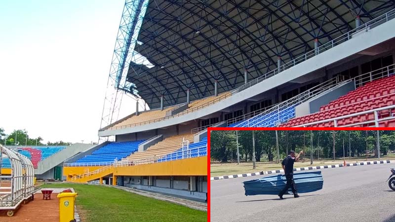 Atap Tribune Stadion Gelora Sriwijaya Jakabaring Beterbangan