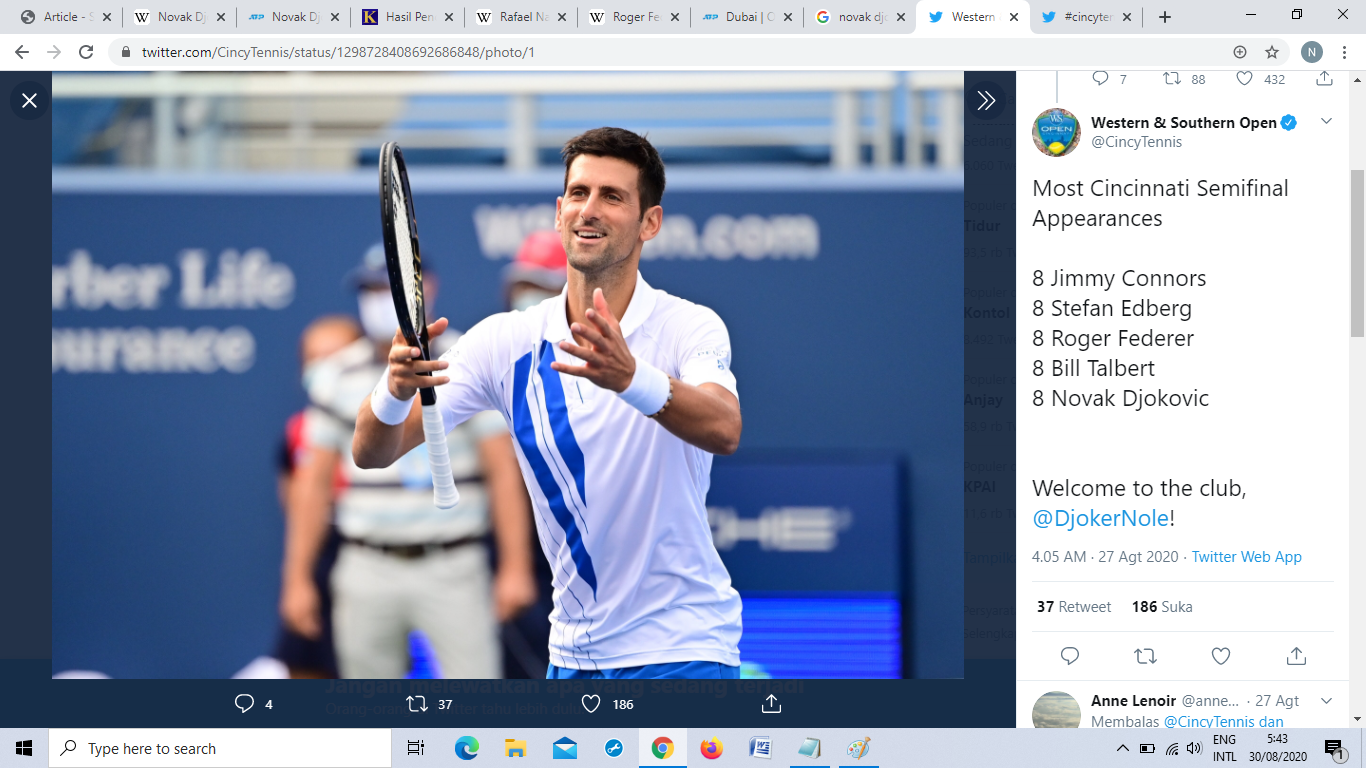 Roma Masters 2020: Novak Djokovic Kembali Berulah di Tengah Pertandingan