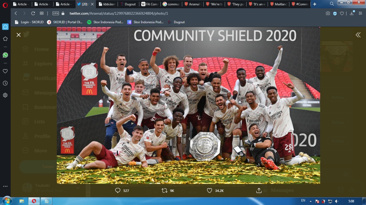 Hal-hal yang Buat Arteta Bahagia saat Arsenal Juara Community Shield