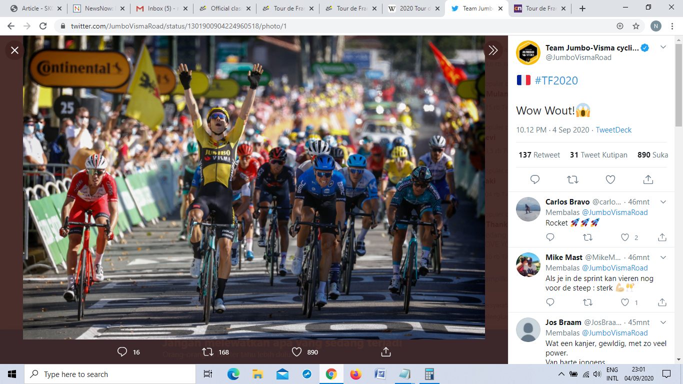 Wout van Aert Rebut Kemenangan Kedua di Tour de France 2020