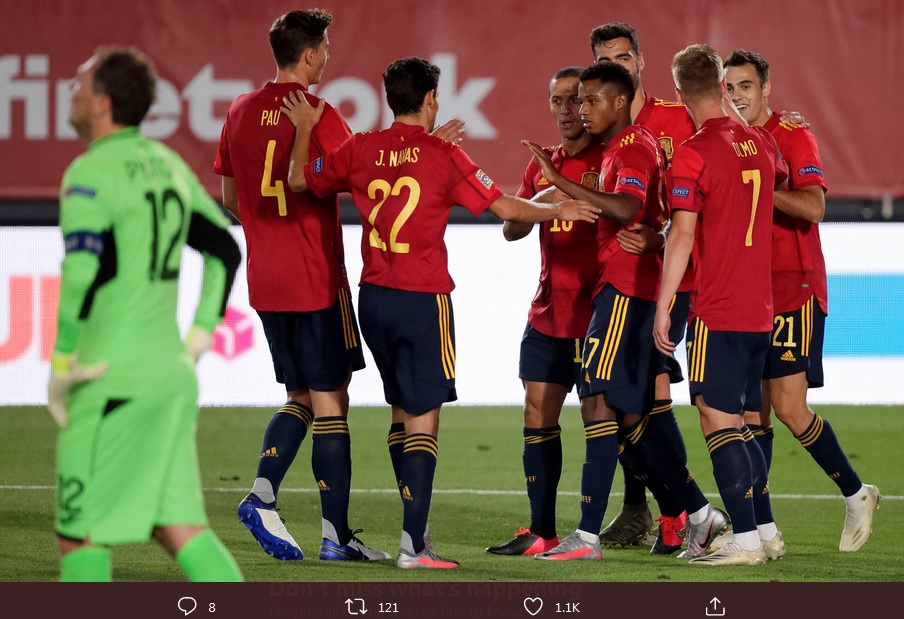 Hasil UEFA Nations League: Spanyol Pesta Gol, Ansu Fati Bikin Rekor