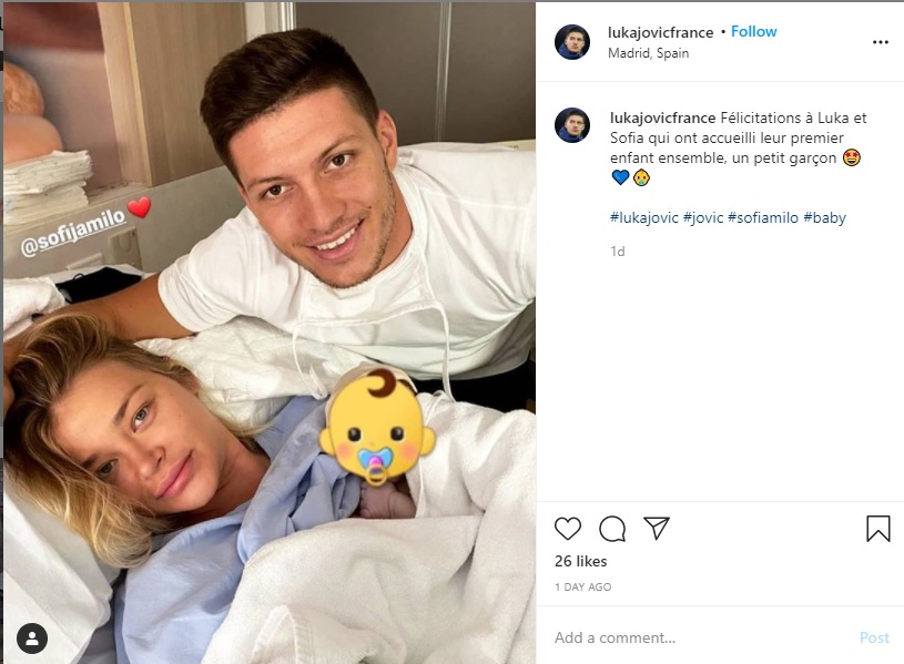 Model Sofija Milosevic dan Striker Real Madrid Luka Jovic Dikaruniai Bayi Laki-laki