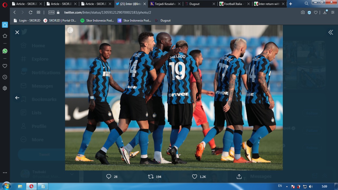 2 Formasi Inter Milan saat Bantai Lugano dalam Laga Uji Coba