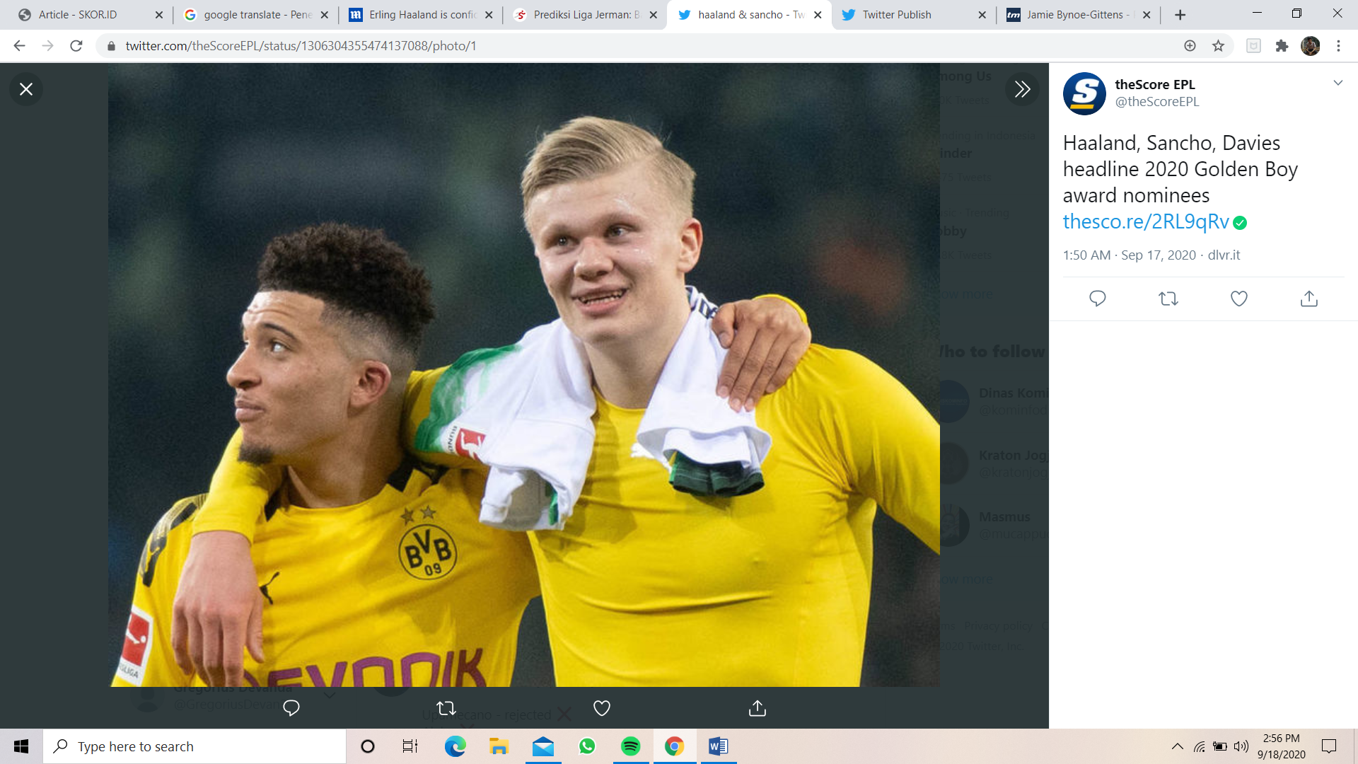 Erling Haaland Yakin Jadon Sancho Tetap di Borussia Dortmund