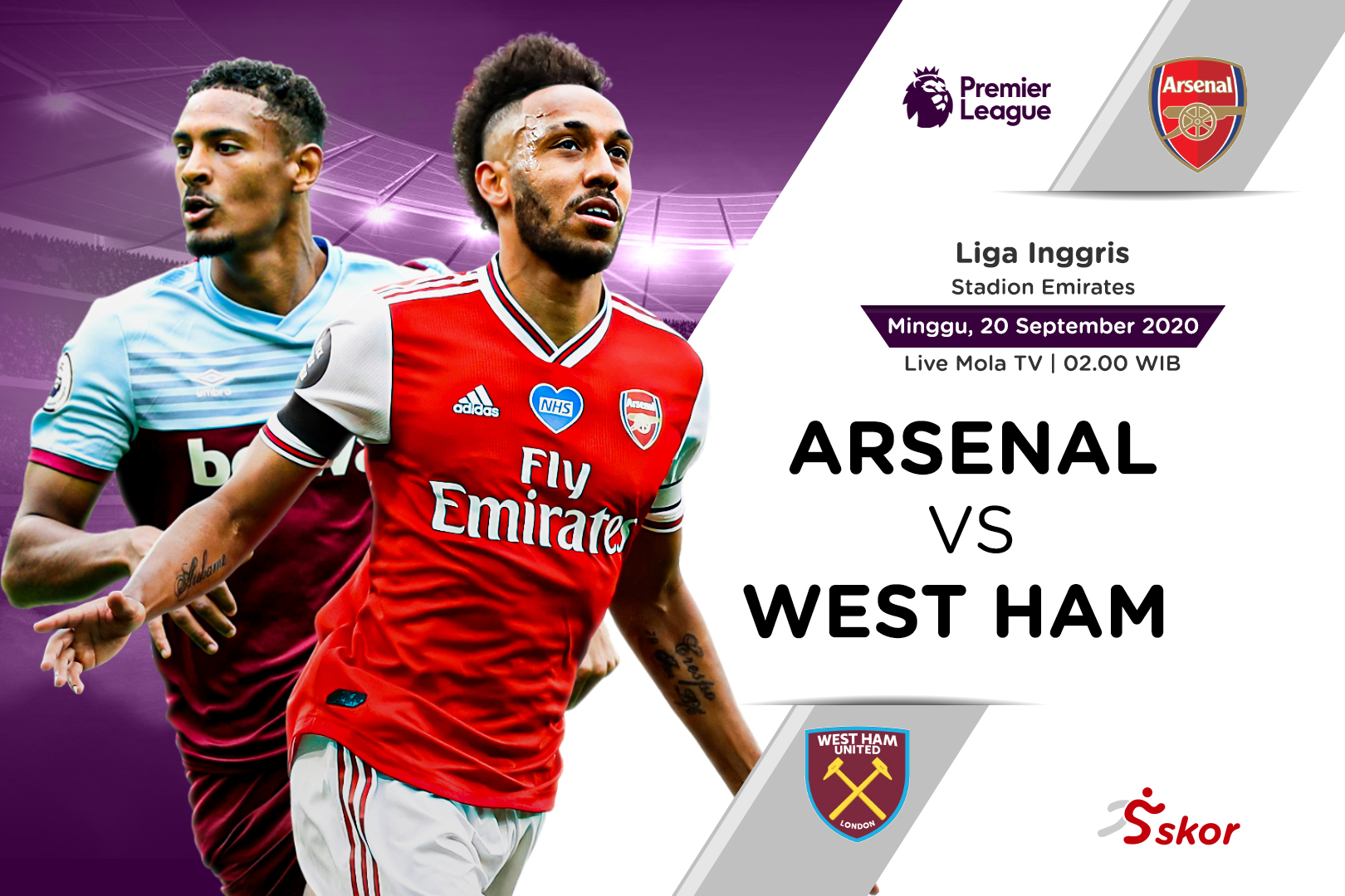 Link Live Streaming Liga Inggris: Arsenal vs West Ham United