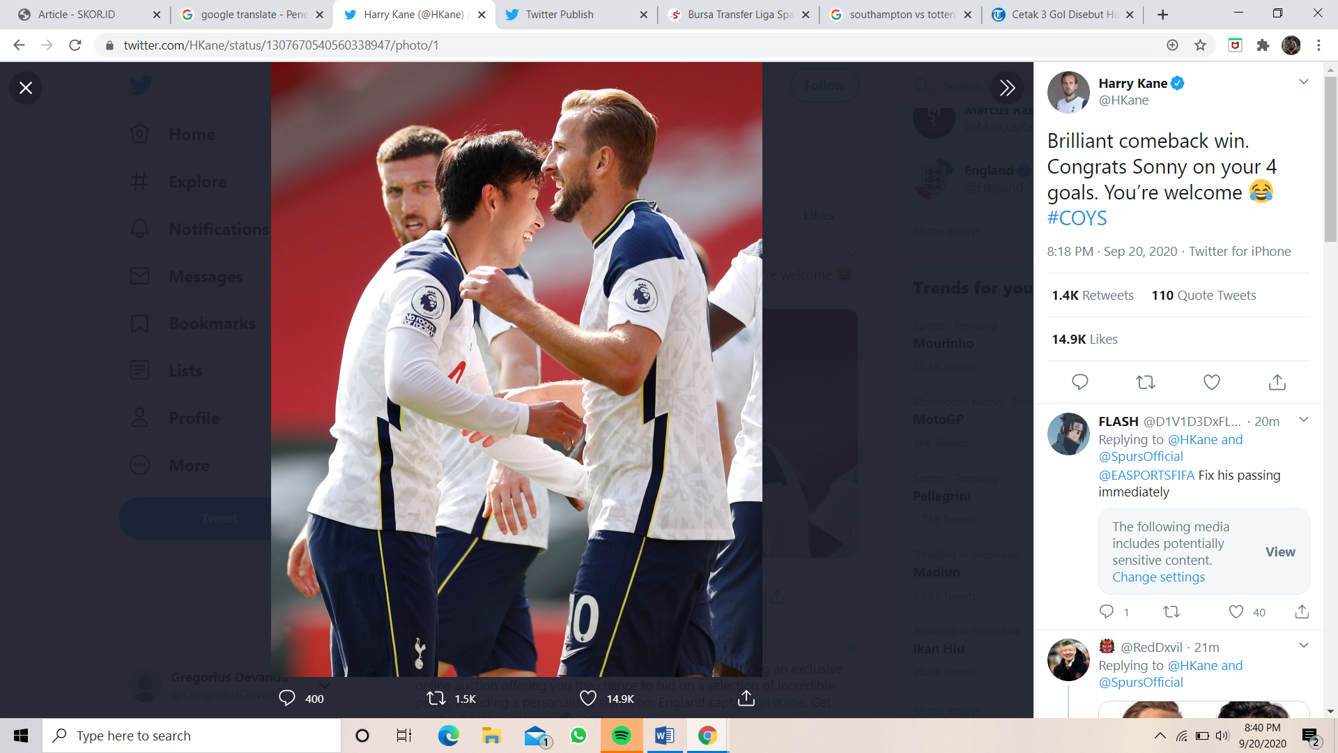 Southampton vs Tottenham: Son Heung-min dan Rekor Quattrick di Liga Inggris