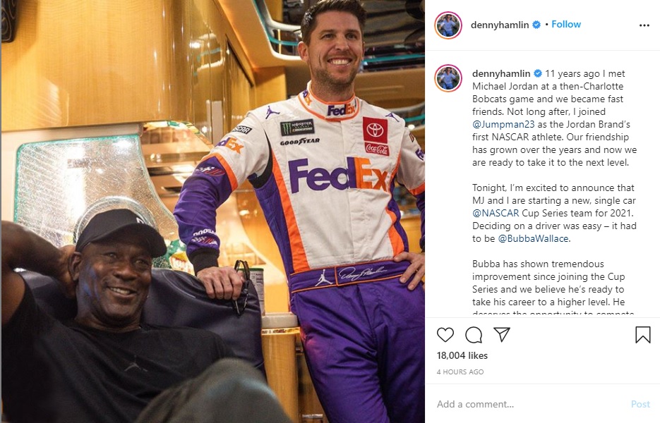 Pembalap NASCAR Denny Hamlin Wujudkan Pembicaraan 11 Tahun bersama Michael Jordan   