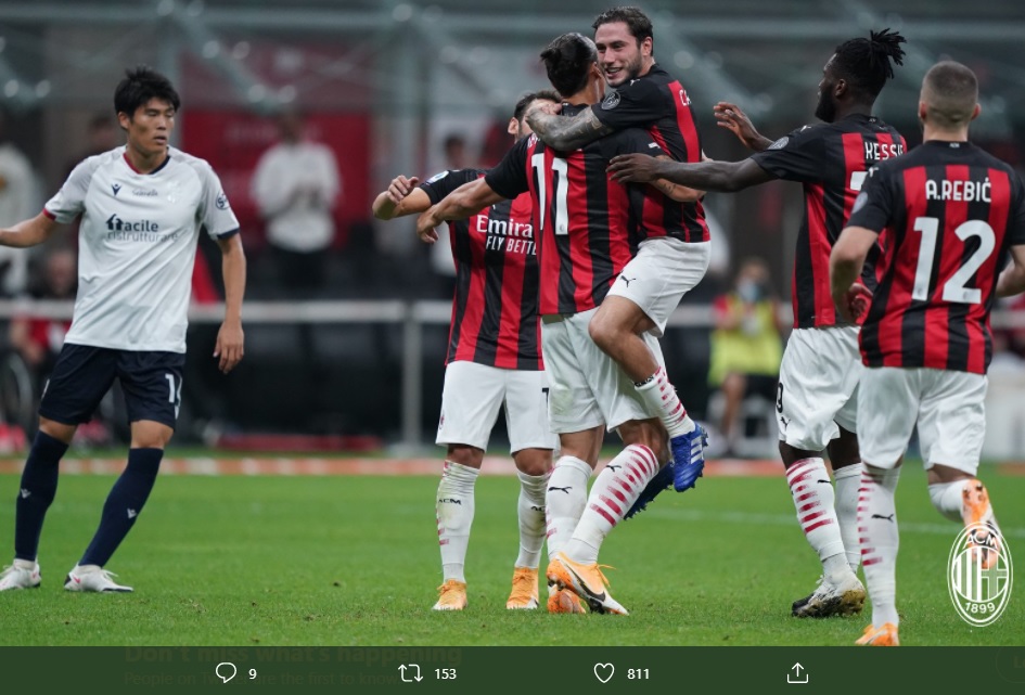 Hasil AC Milan vs Bologna: Zlatan Ibrahimovic Borong 2 Gol Kemenangan I Rossoneri