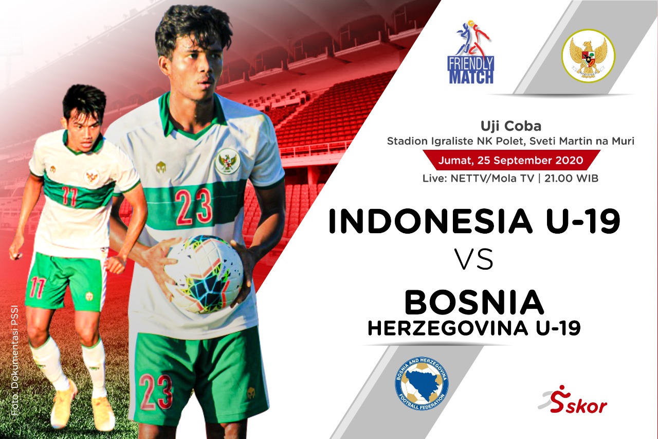 Link Live Streaming Timnas U-19 Indonesia vs Bosnia-Herzegovina U-19