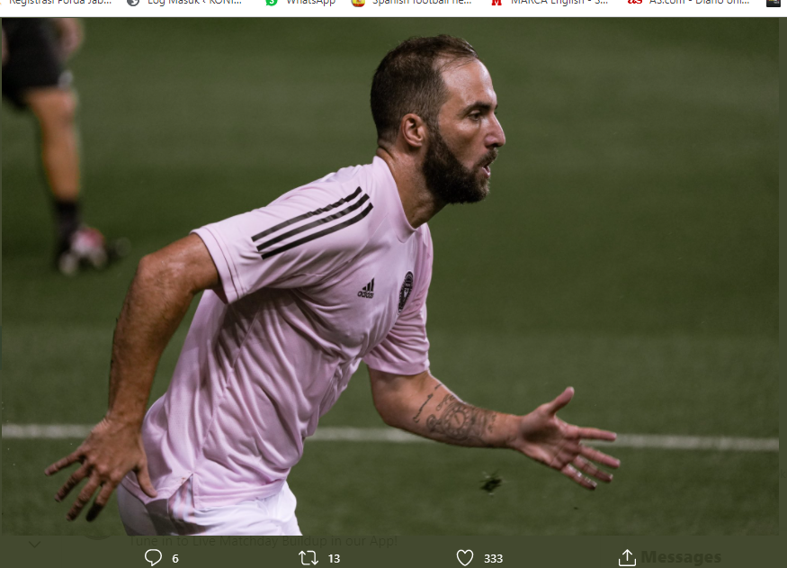 Debut Gonzalo Higuain di Liga Amerika Berakhir Mengerikan