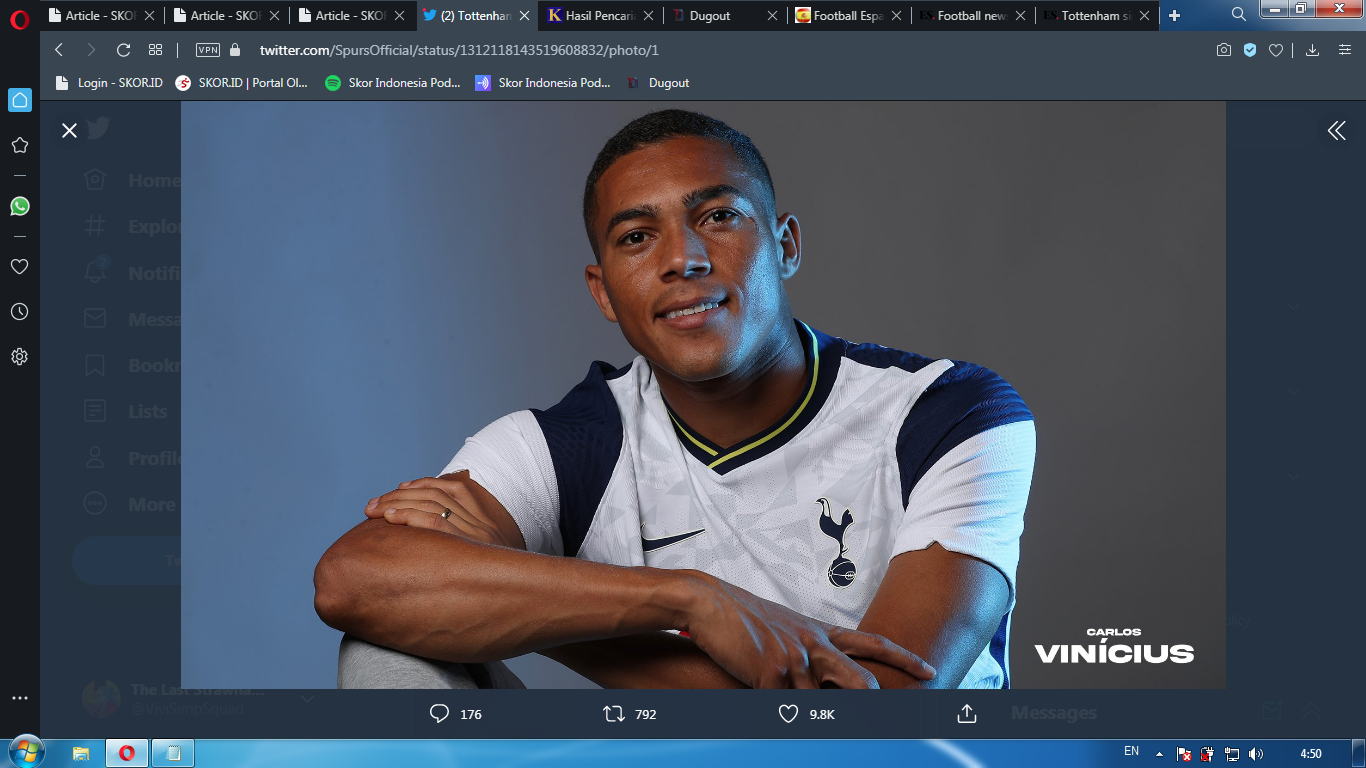 Tottenham Hotspur Resmi Gaet Penyerang Anyar, Carlos Vinicius