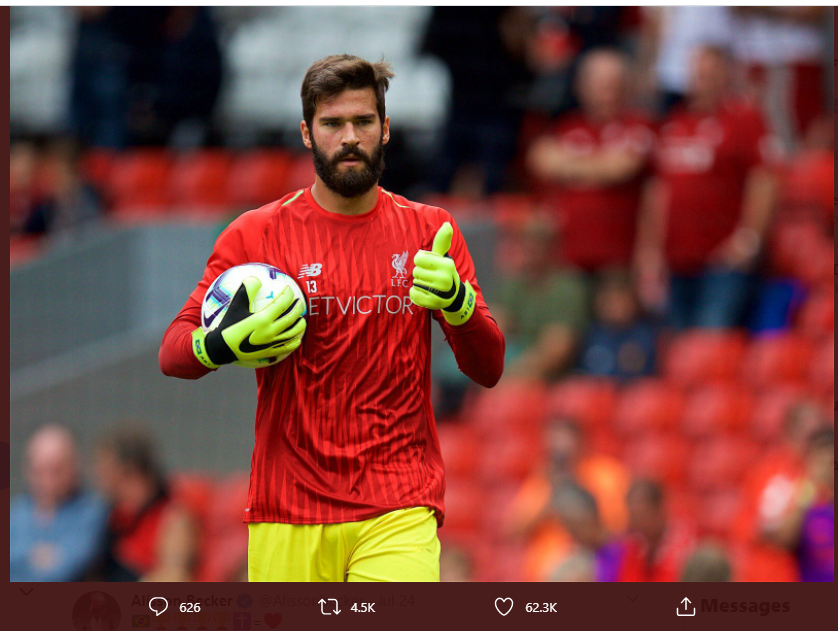 Jurgen Klopp: Alisson Becker Mungkin Absen hingga Enam Minggu