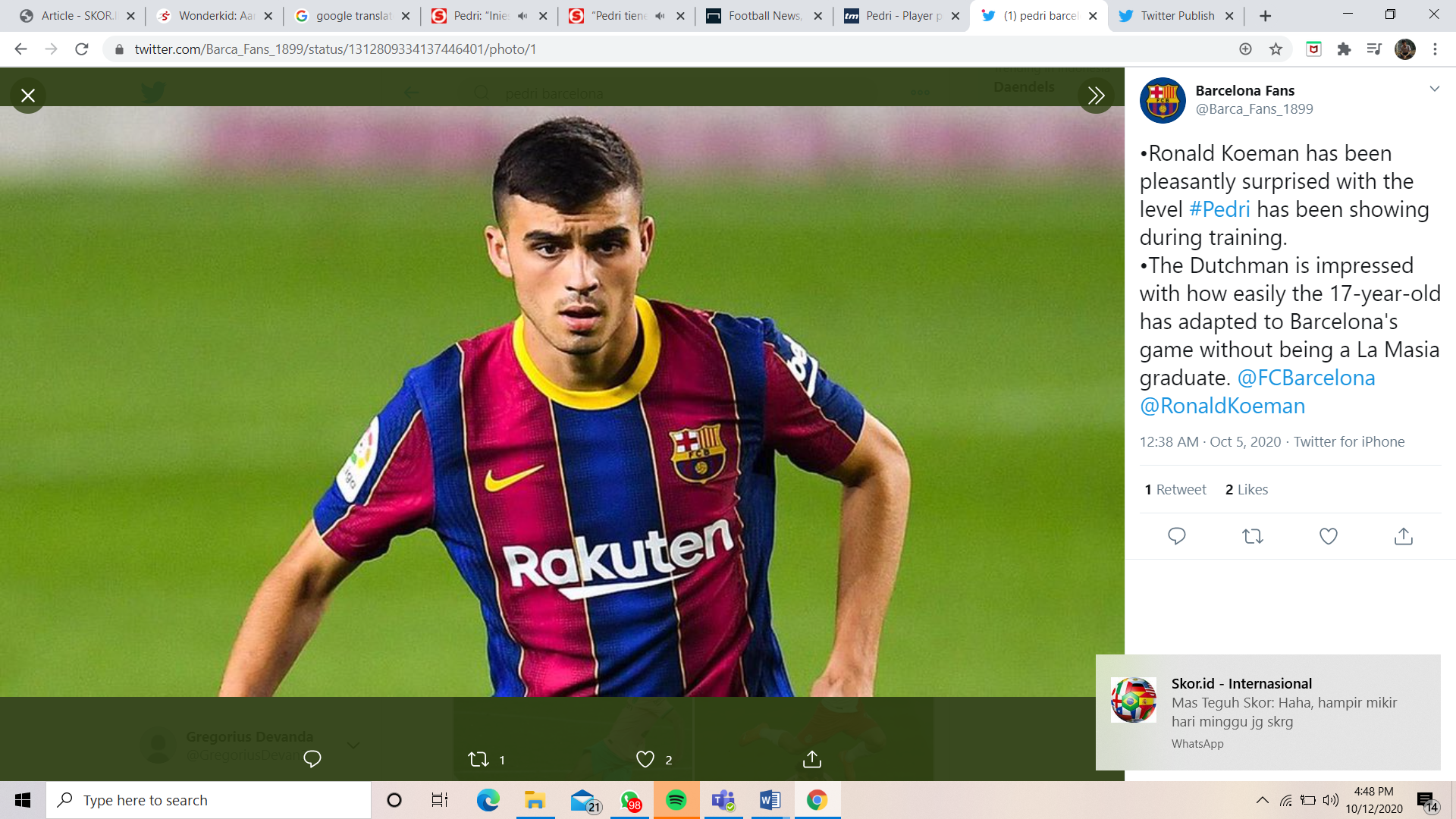 Gelandang Muda Barcelona Ogah Dibandingkan dengan Andres Iniesta