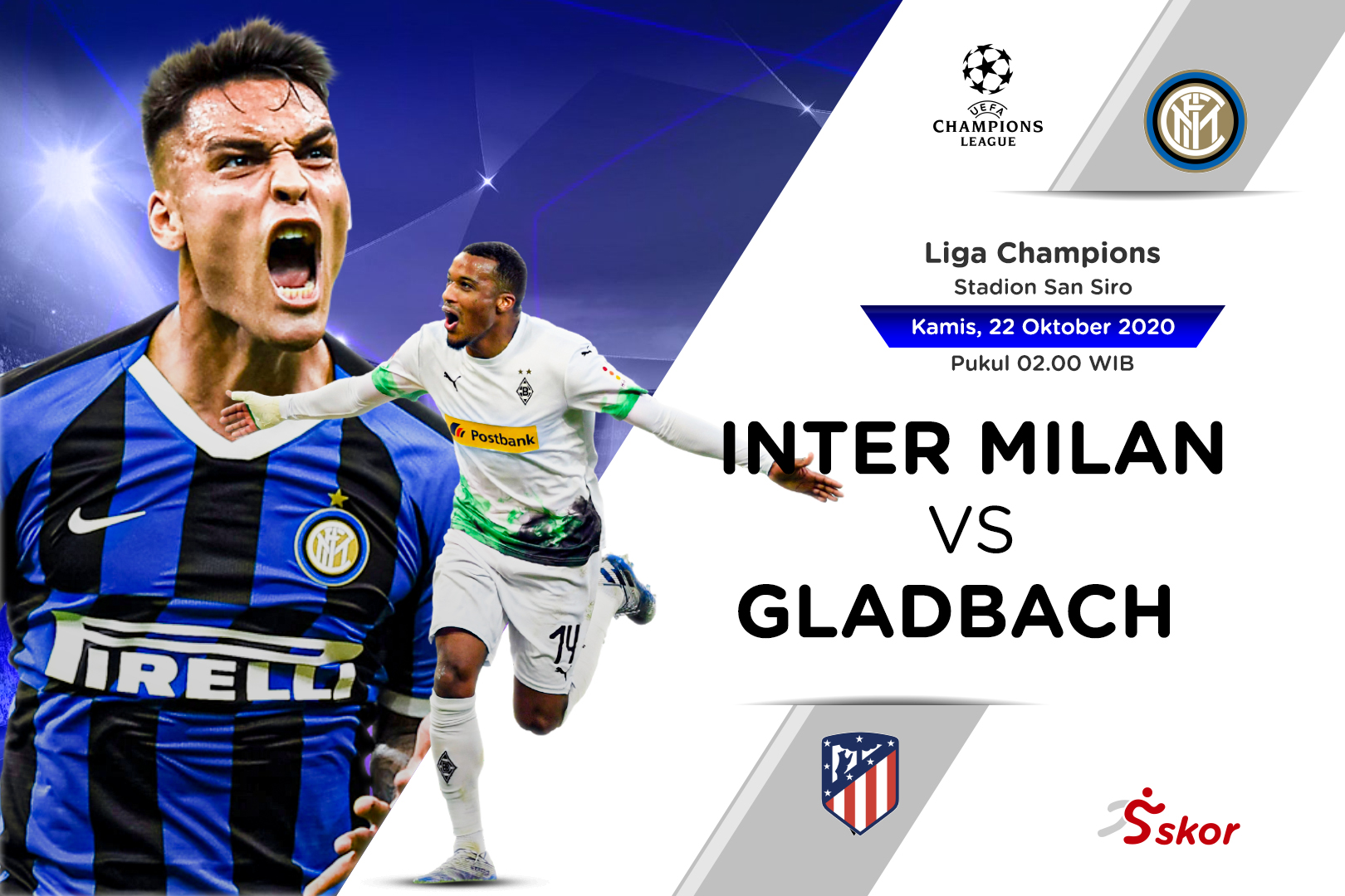 Link Live Streaming Liga Champions: Inter Milan vs Borussia Monchengladbach