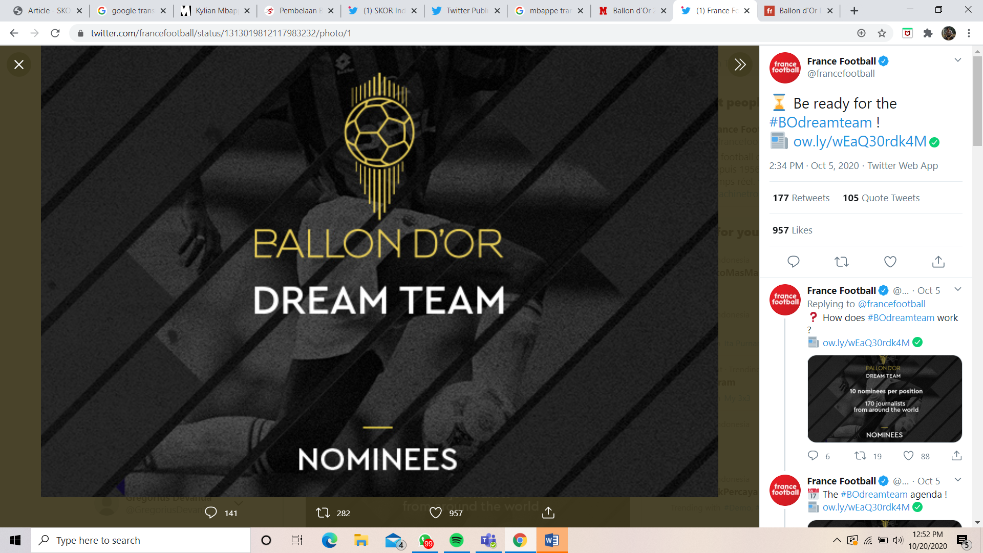 Dream Team Ballon d'Or: Perayaan Pengganti Panggung Pemain Terbaik Dunia