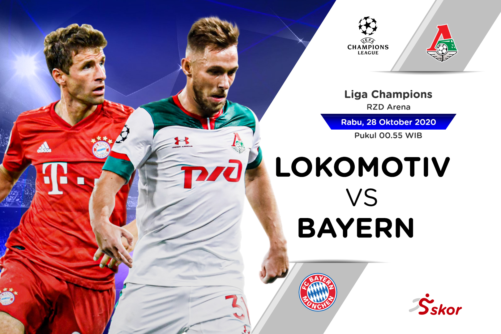 Link Live Streaming Liga Champions: Lokomotiv Moscow vs Bayern Munchen