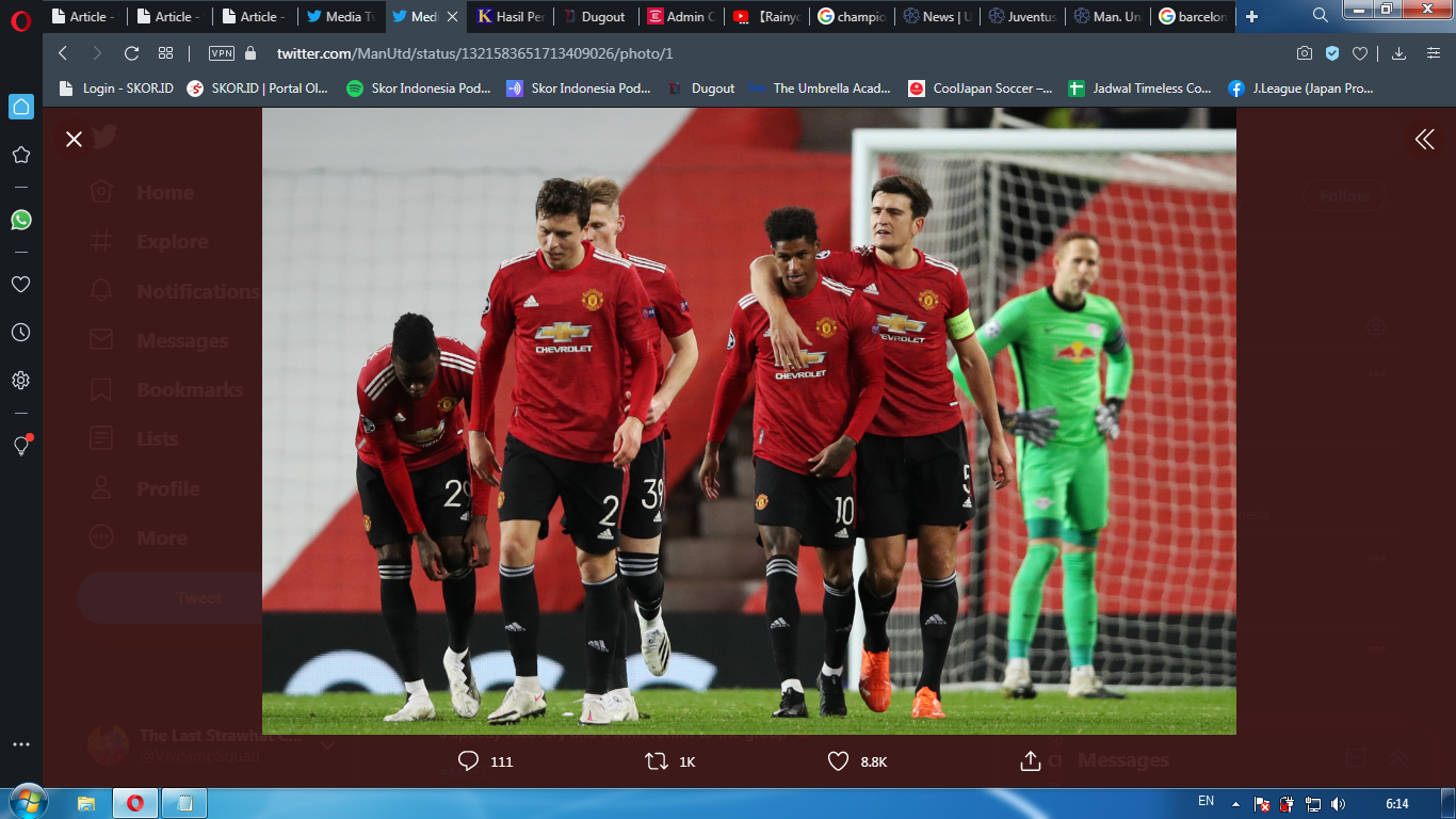 Link Live Streaming Manchester United vs Paris Saint-Germain di Liga Champions