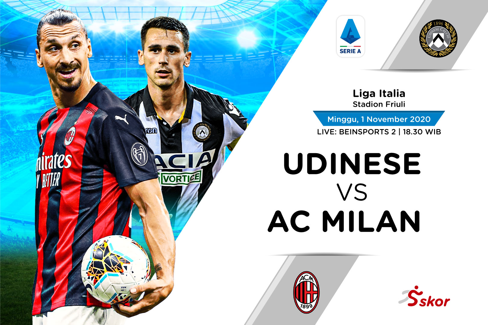 Link Live Streaming Liga Italia: Udinese vs AC Milan