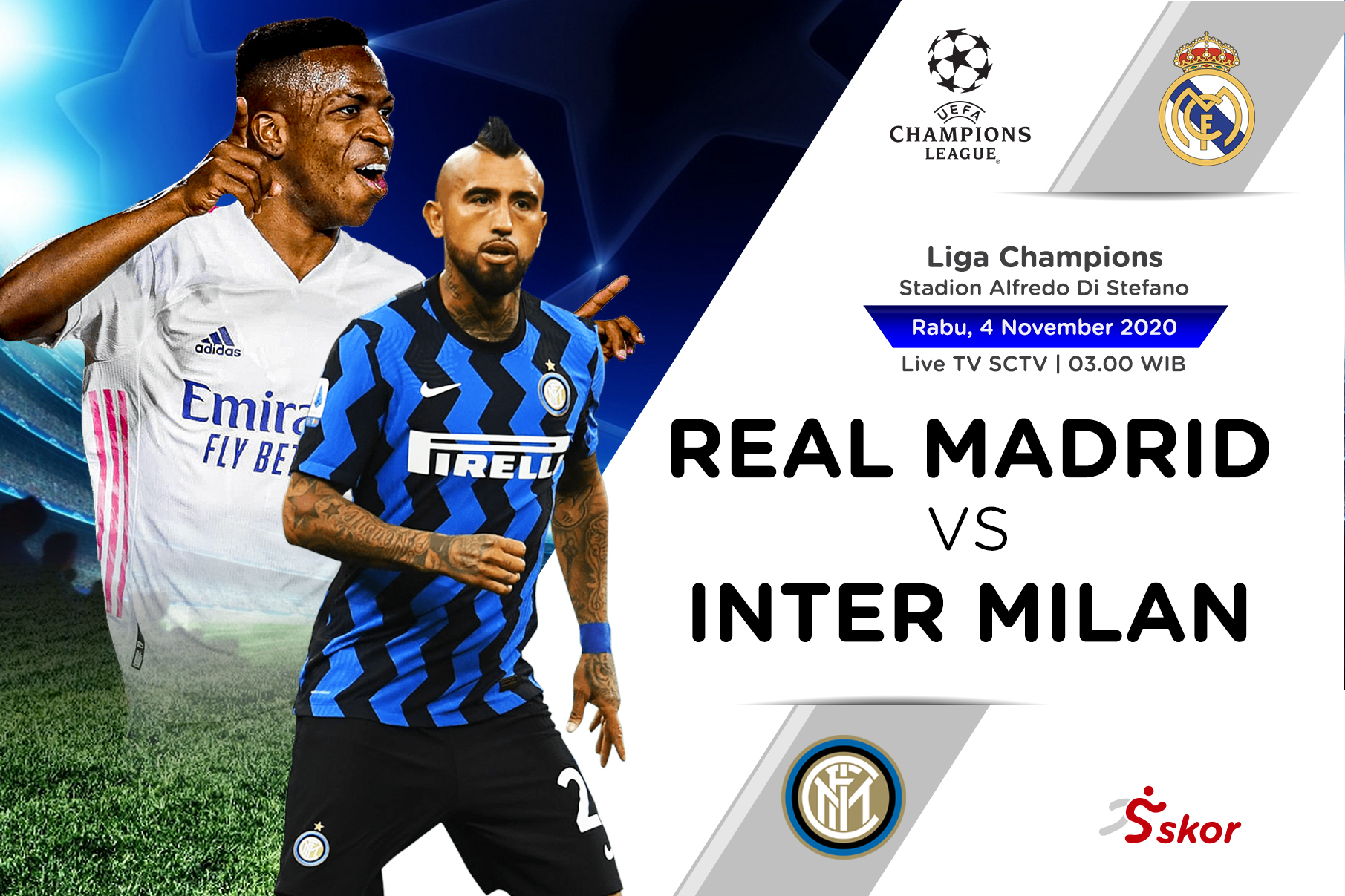 Link Live Streaming Liga Champions: Real Madrid vs Inter Milan