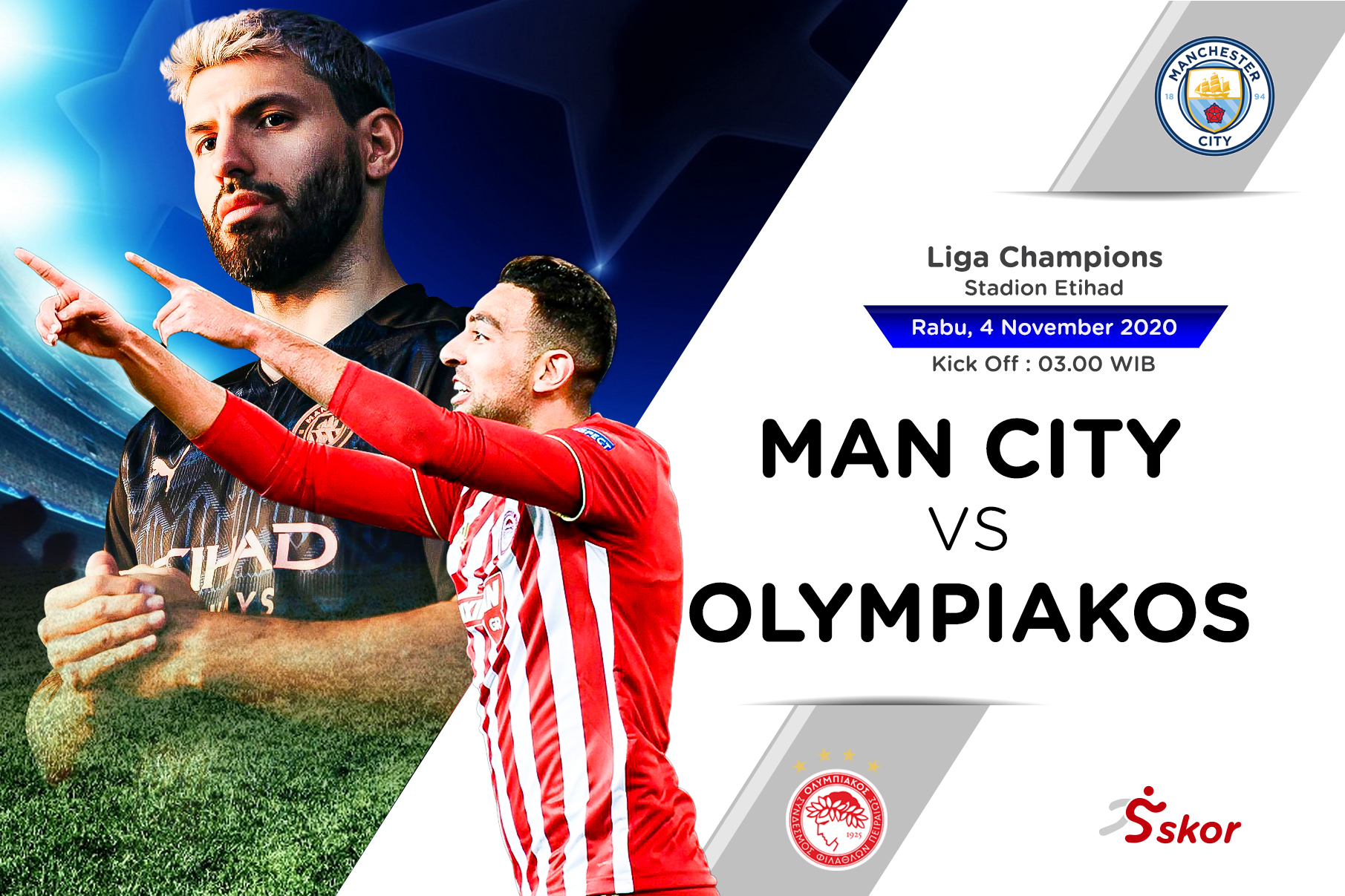 Link Live Streaming Liga Champions: Manchester City vs Olympiakos