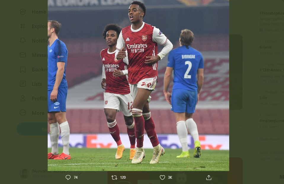 Arsenal Menang, Joe Willock Dibanjiri Pujian