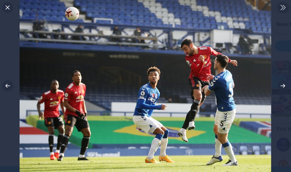 Hasil Everton vs Manchester United: Bruno Fernandes Cetak 2 Gol, Edinson Cavani Cetak Gol Pertama