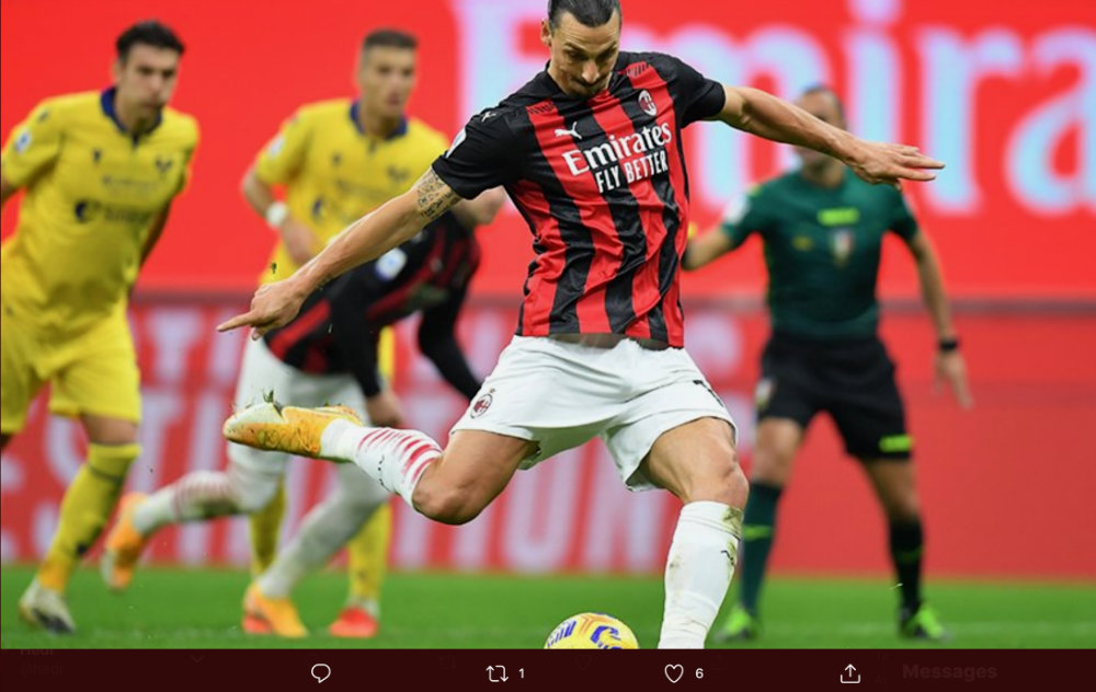 Hasil AC Milan vs Hellas Verona: Ibrahimovic Gagal Penalti, I Rossoneri Ditahan 2-2